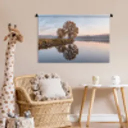 Bomen - Reflectie - Water - Zonsopgang - Serene Wandkleed katoen middel -wsfeer5_kind