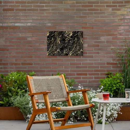 Marmer - Zwart - Goudstructuur Tuinposter op houten frame 2 cm dik klein 845 -sfeer3
