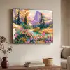 Rivier - Vallei vol bloemen - Levendig Textielframe zwart klein -sfeer3