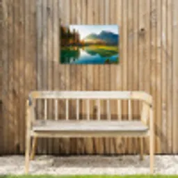 Bergmeer in de Ochtendzon Tuinposter op houten frame 2 cm dik klein -sfeer4