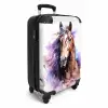 Aquarel paard met kleurrijke spatten NBS - Handbagage koffer - Unisex middel -productfoto_3d