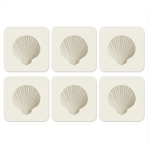 Schelp - Minimalistisch - Wit onderzetter kurk middel -3d