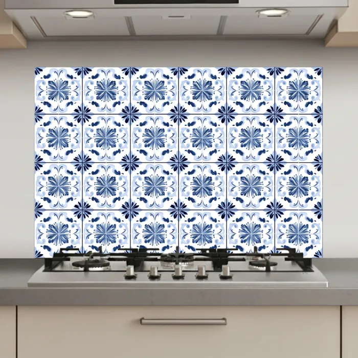Patroon - Tegel - Blauw keuken achterwand spatscherm klein 900 -3d_website