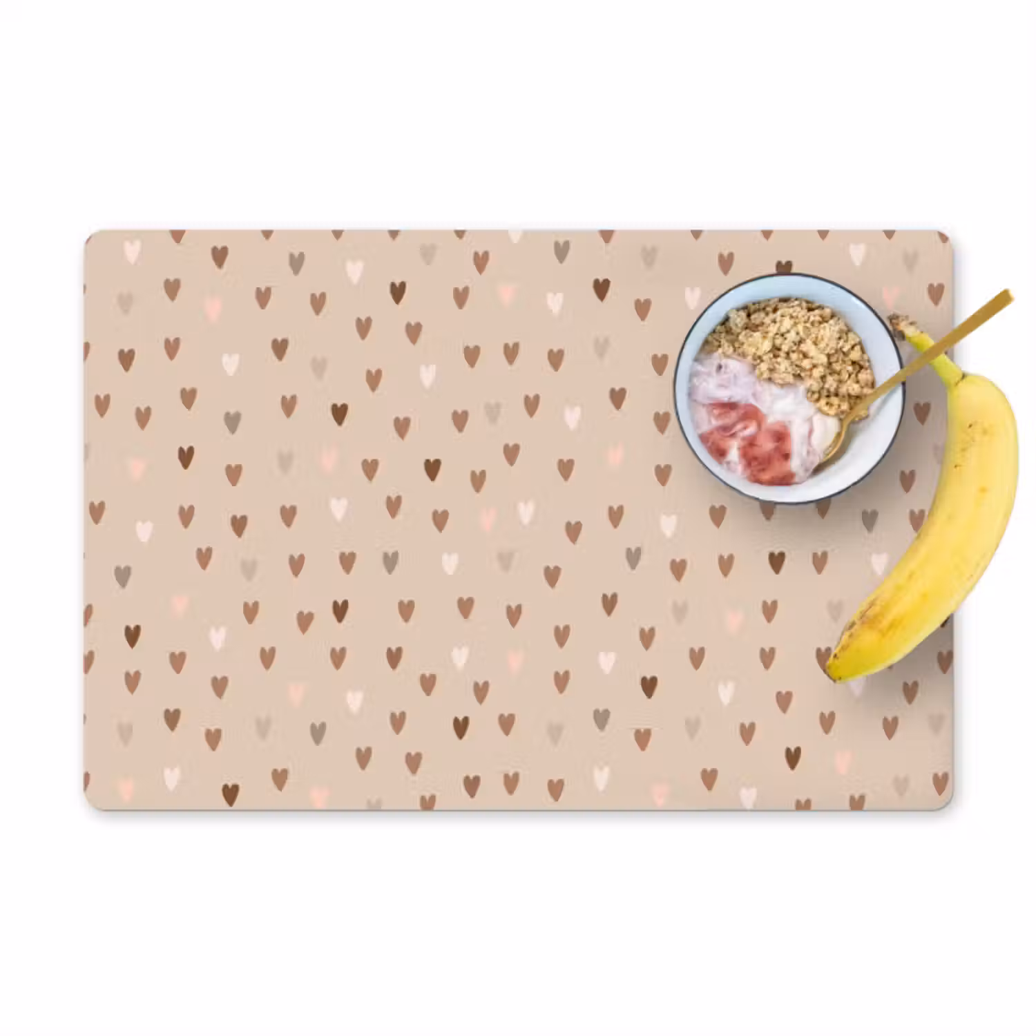 Placemat - 6 stuks - Hartjes - Bruin - Patronen - Kind