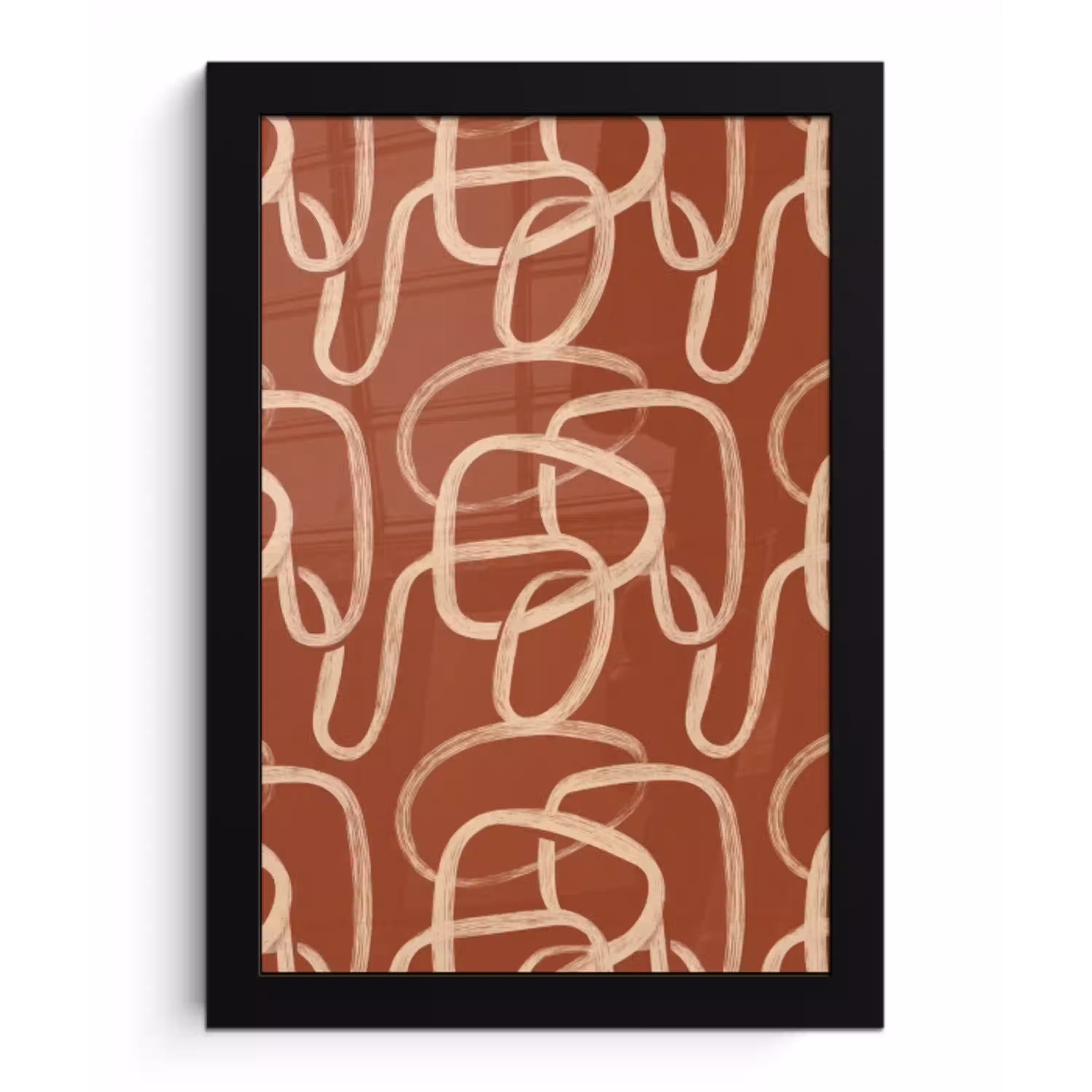 Lijnen - Abstract - Organisch - Terracotta - Crème fotolijst zwart zonder passe partout klein 224 -3d