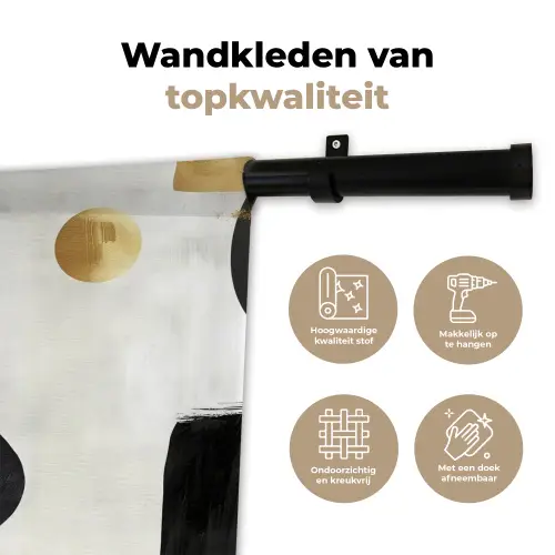 Goud - Rechthoeken - Cirkels - Abstract Wandkleed katoen klein -sfeer2