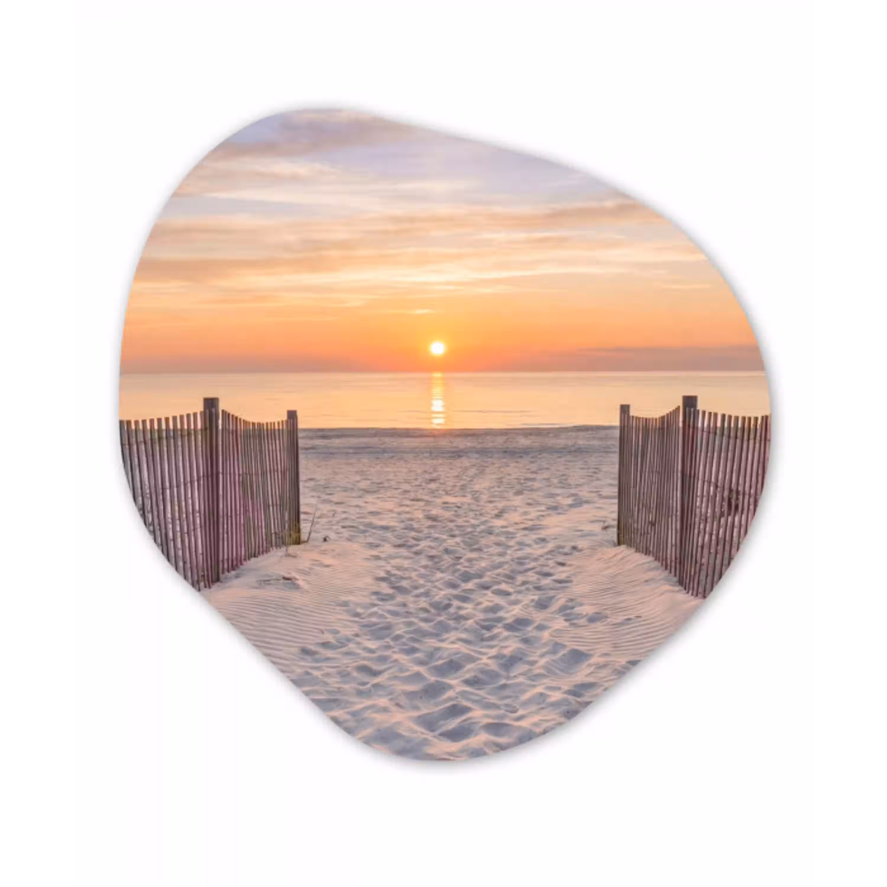 Zonsondergang - Strand - Zand Wandcirkel Organisch Aluminium middel -3d