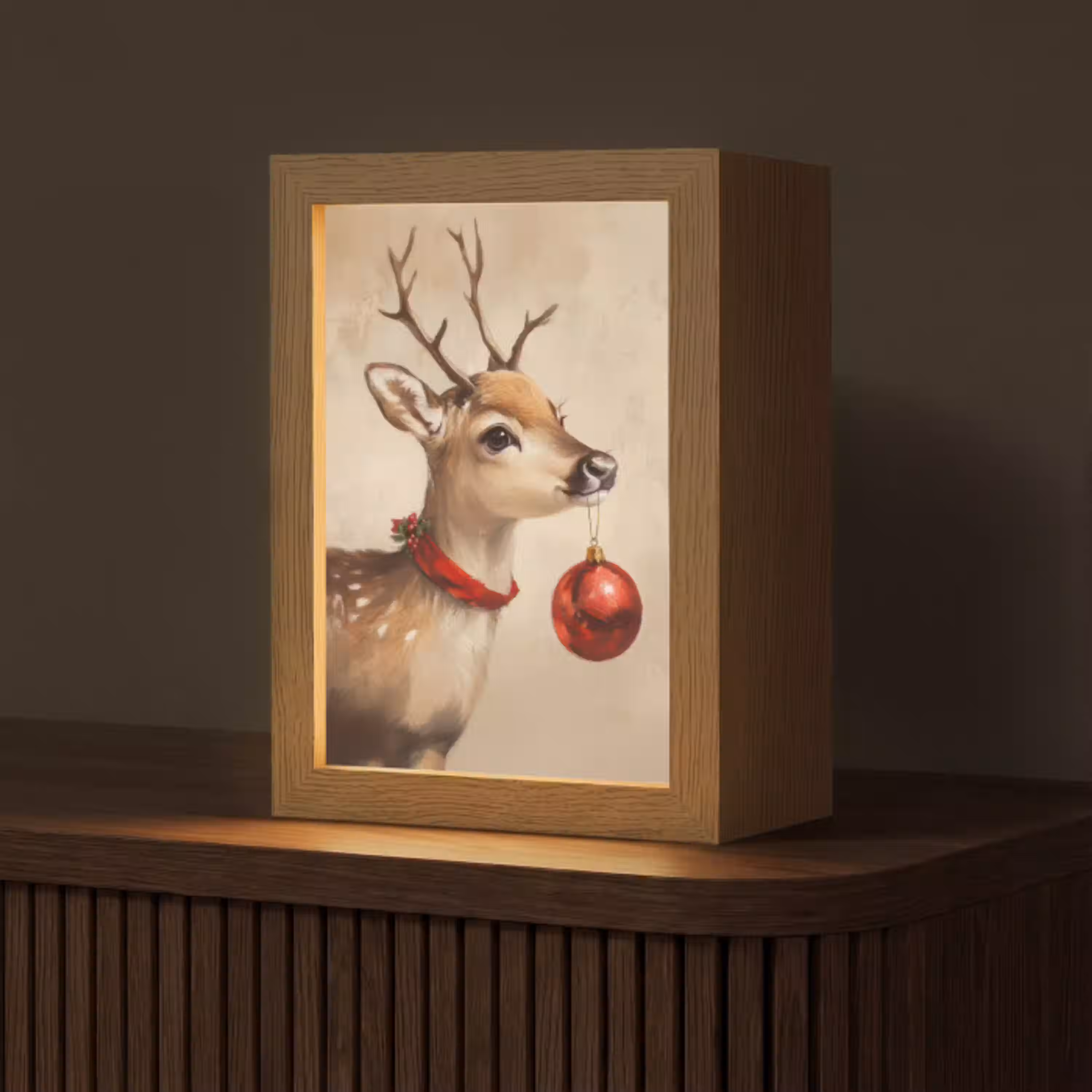 Kerst - Hert - Gewei - Kerstbal - Rendier Light Box met kabel (Tafellamp) klein -z3d_website