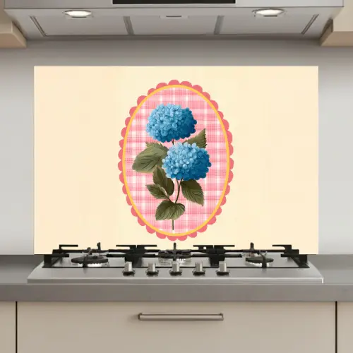 Bloemen - Blauw - Lijst - Bladeren keuken achterwand spatscherm klein -3d_website