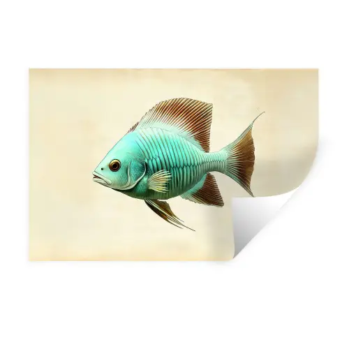Schubben - Vis - Mint - Minimalistisch Muursticker klein -3d
