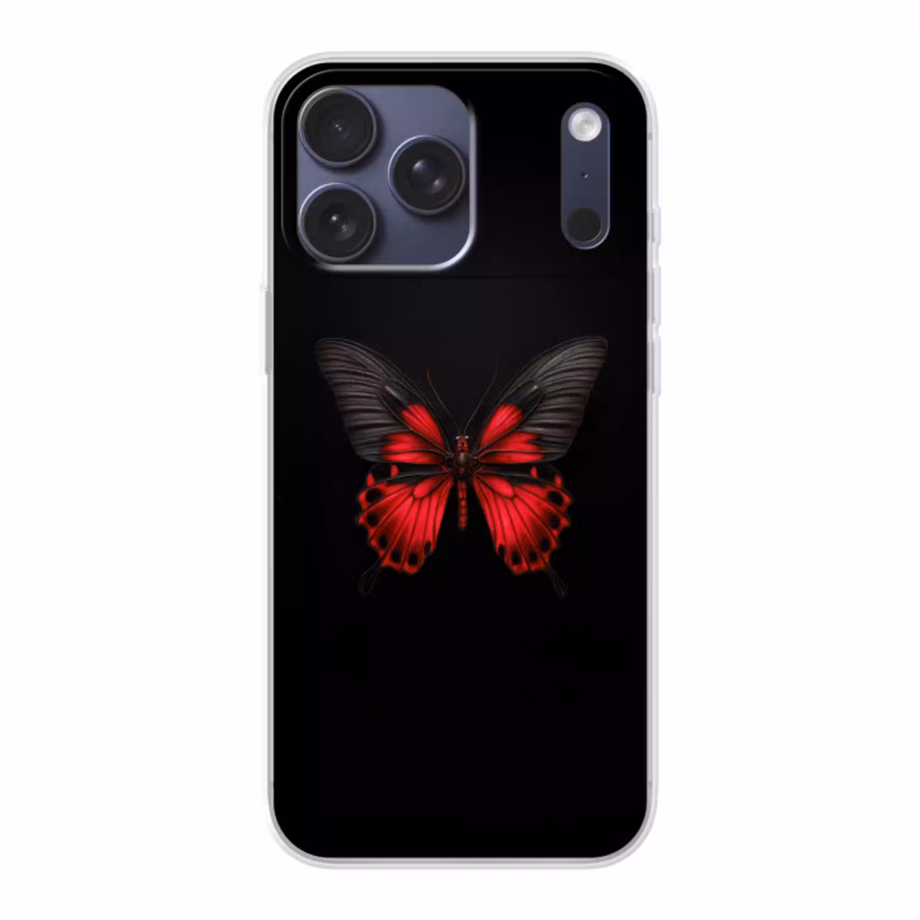 Vlinder - Rood - Contrast Telefoonhoesje iPhone 17 Pro Max klein -3d