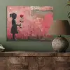 Graffiti - Meisje - Roze - Street art - Roos - Banksy PET vilt klein -sfeer2
