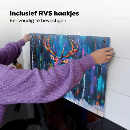 Rendier - Krans - Sprookjesachtig - Blauw Inductie beschemer met haakjes klein -ky-ophangen-nl