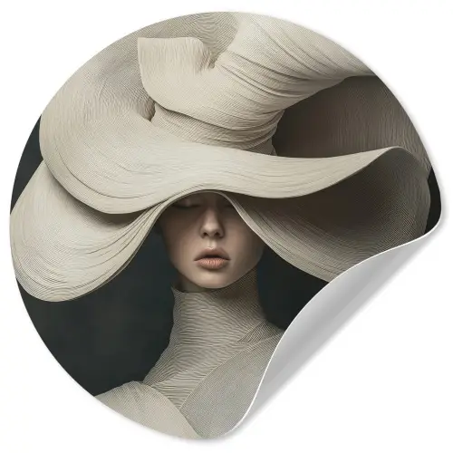 Modern - Vrouw - Hoed Wandcirkel behangsticker klein -3d