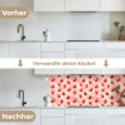 Aardbei - Patroon - Roze keuken achterwand 2 middel 871 -voor-na_DE