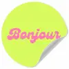 Groen - Roze bonjour - Retro Wandcirkel behangsticker klein -3d