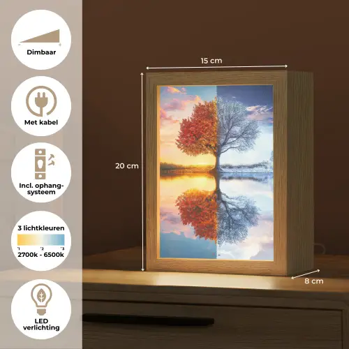 Seizoenen - Kunst - Boom - Herfst - Winter Light Box met kabel (Tafellamp) klein -USP_NL