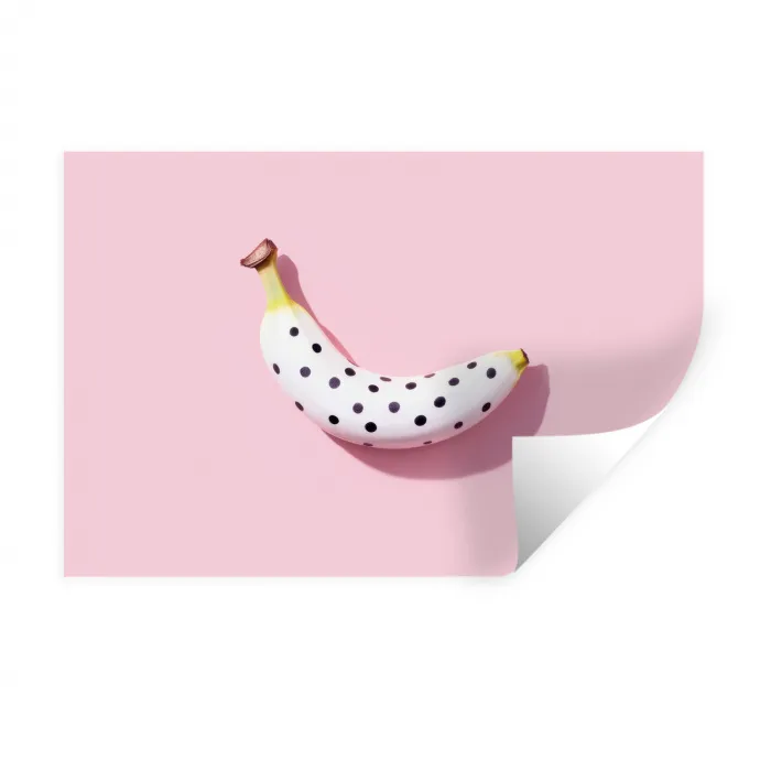 Banaan - Stippen - roze Muursticker klein -3d