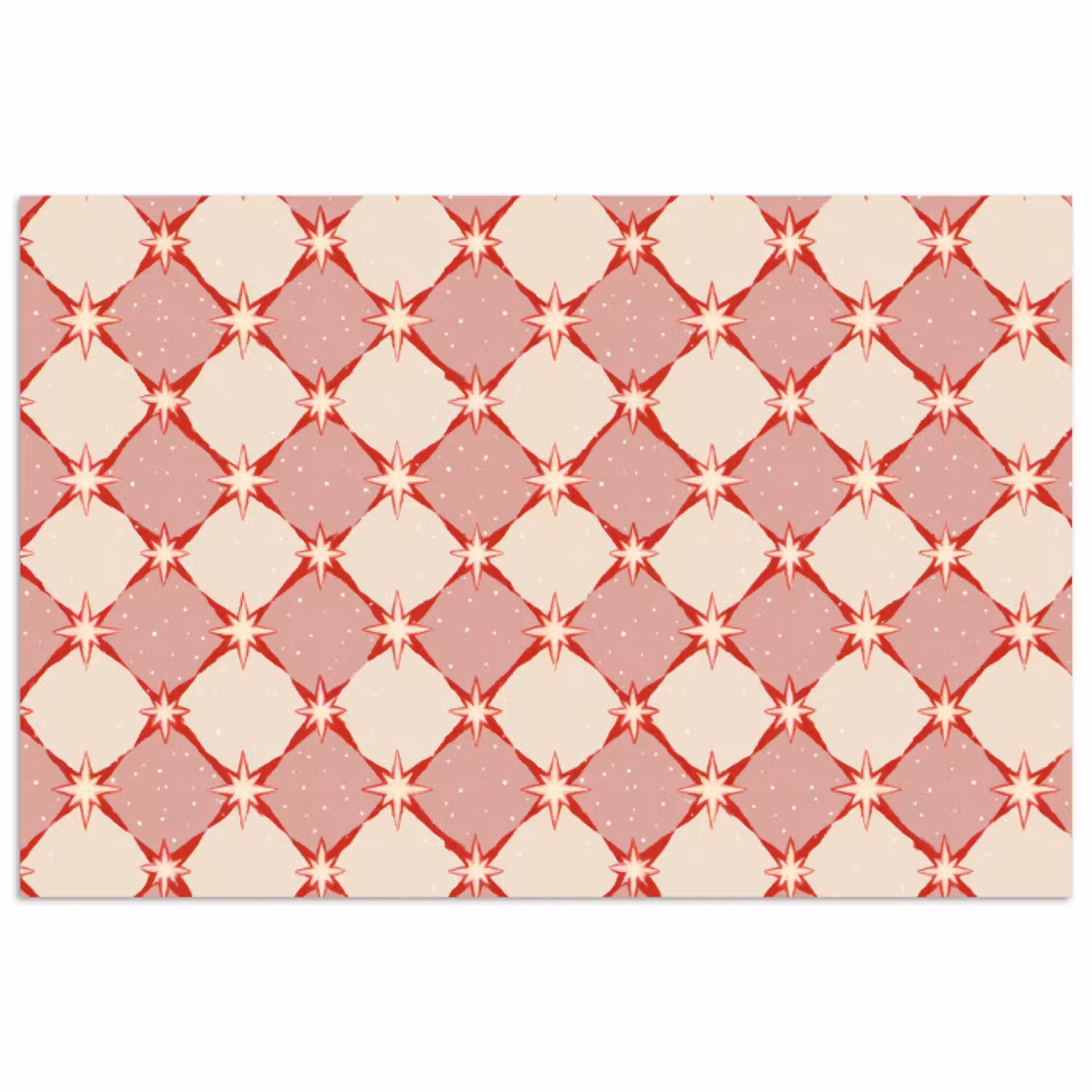 Ruiten - Sterren - Vintage - Oudroze - Rood poster papier klein 62 -3d