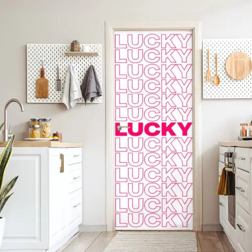Lucky - Roze - Patroon deurposter klein -sfeer5