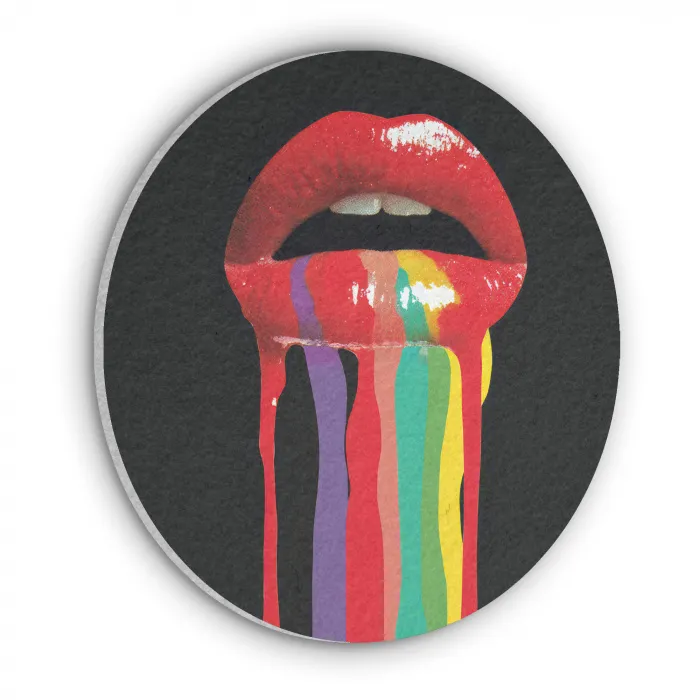 Lippen - Kleuren - Zwart Akoestische PET Vilt - Rond klein -3d