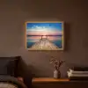 Steiger - Water - Zonsondergang - Roze - Horizon Light Box met batterij (Wandlamp) middel -sfeer4