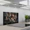 Tijger - Dieren - Portret - Luxe - Zwart keuken achterwand spatscherm klein -3d_schuin