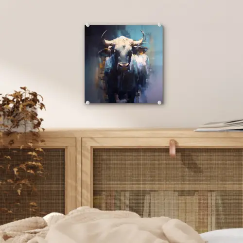 Stier - Zwart - Abstract - Horens plexiglas 5mm klein -sfeer4