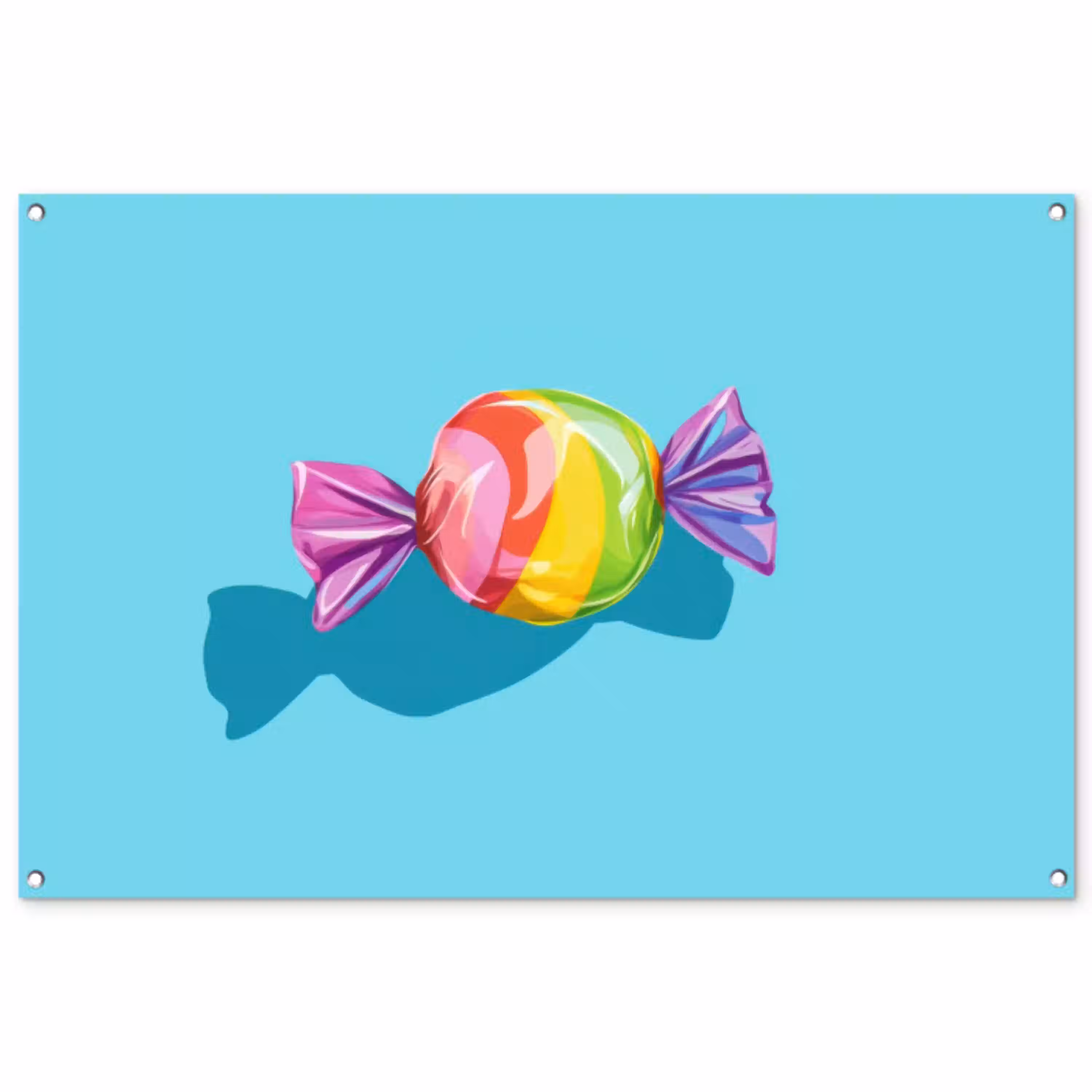 Blauw - Snoep - Regenboog tuinposter los doek groot -3d