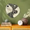 Beige - Lijnen - Golvend -  Abstract Wandcirkel Organisch Forex 3mm klein -sfeer2