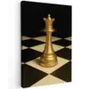 Koningin - Schaakstuk - Geblokt - Goud Tuinposter op houten frame 2 cm dik klein -3d
