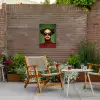 Vrouw - Groen - Bril - Aesthetic - Modern Tuinposter op houten frame 2 cm dik klein -sfeer3