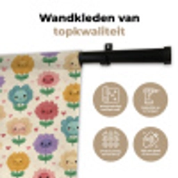 Bloemen - Hartjes - Kleurrijk Wandkleed katoen klein 269 -sfeer2