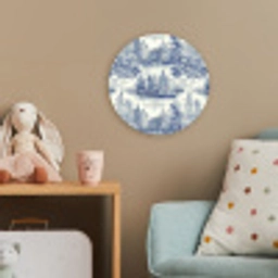 Huizen - Bomen - Water - Vogels - Blauw Wandcirkel kunststof plaat 5mm dik klein 188 -tsfeer1_kind