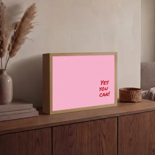 Yes you can do it - Rood - Roze Light Box met batterij (Wandlamp) middel -sfeer2