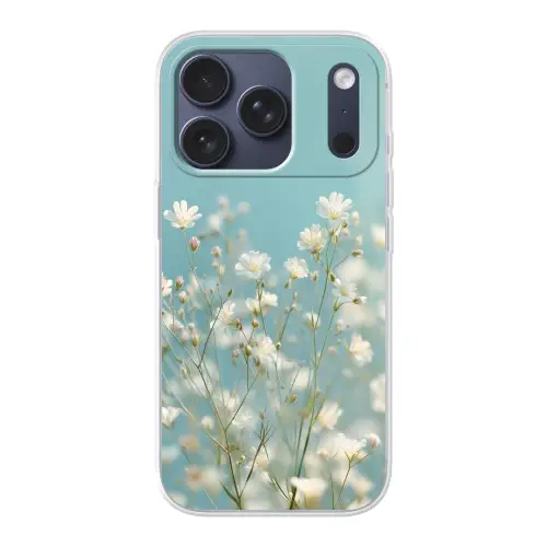 Stengels - Bloemen - Lucht - Wit Telefoonhoesje iPhone 17 Pro klein -3d