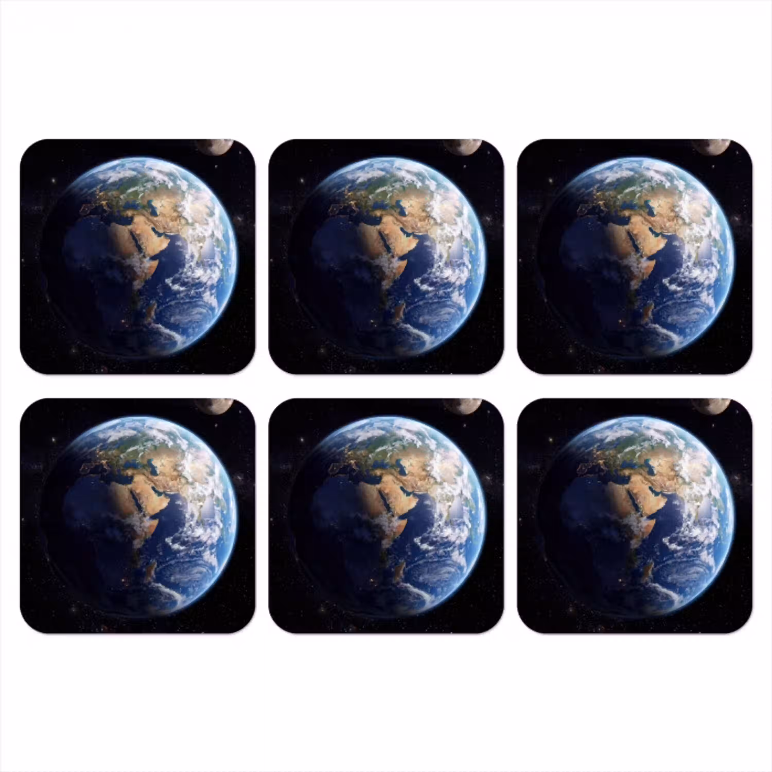 Aarde - Ruimte - Blauw - Groen onderzetter kurk middel -3d