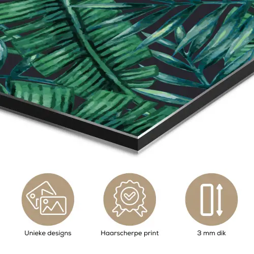 Bladeren - Tropisch - Jungle -  Natuur aluminium wit klein -closeup_NL