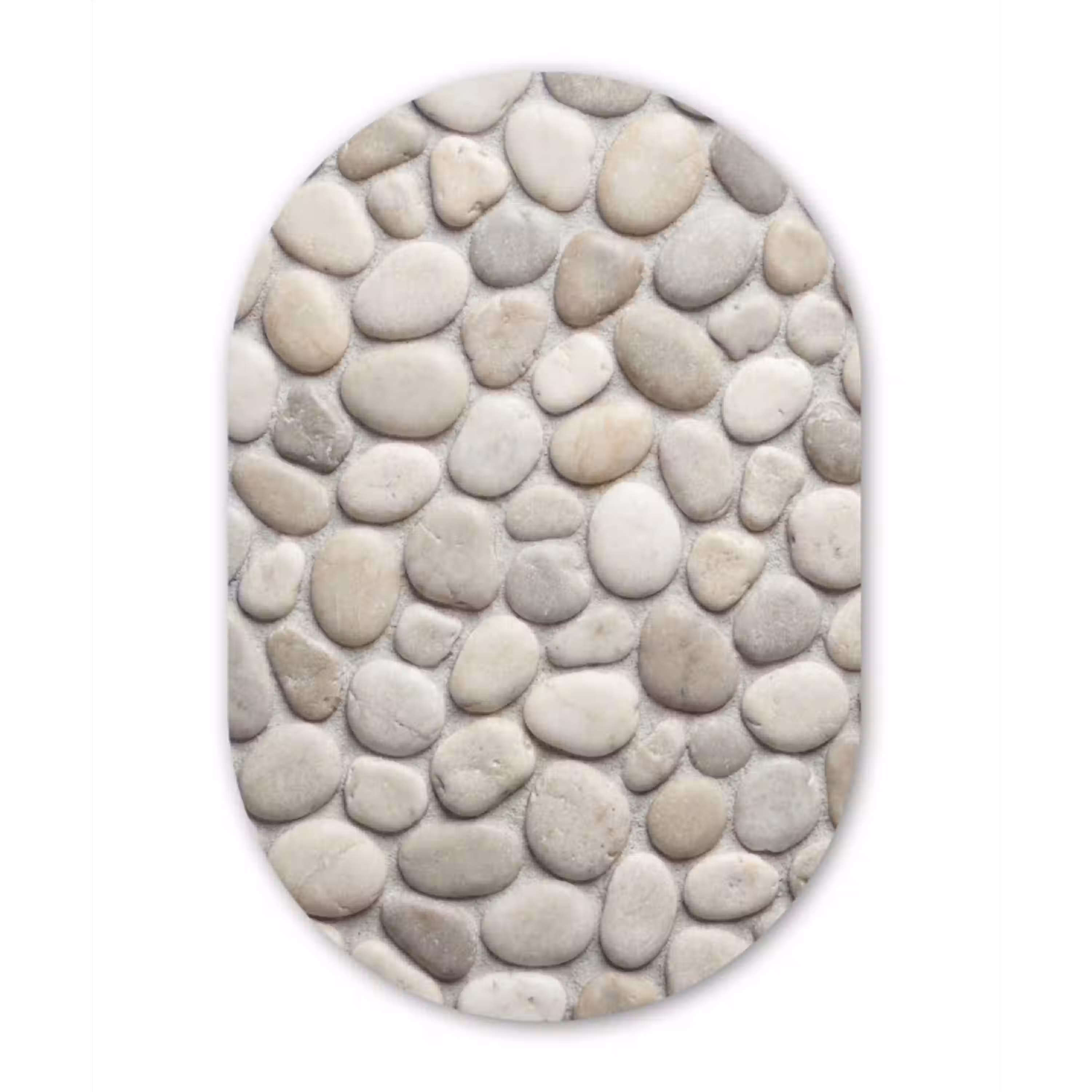Steen - Kiezel - Natuur - Minimalistisch - Beige Wandcirkel Ovaal Aluminium middel -3d