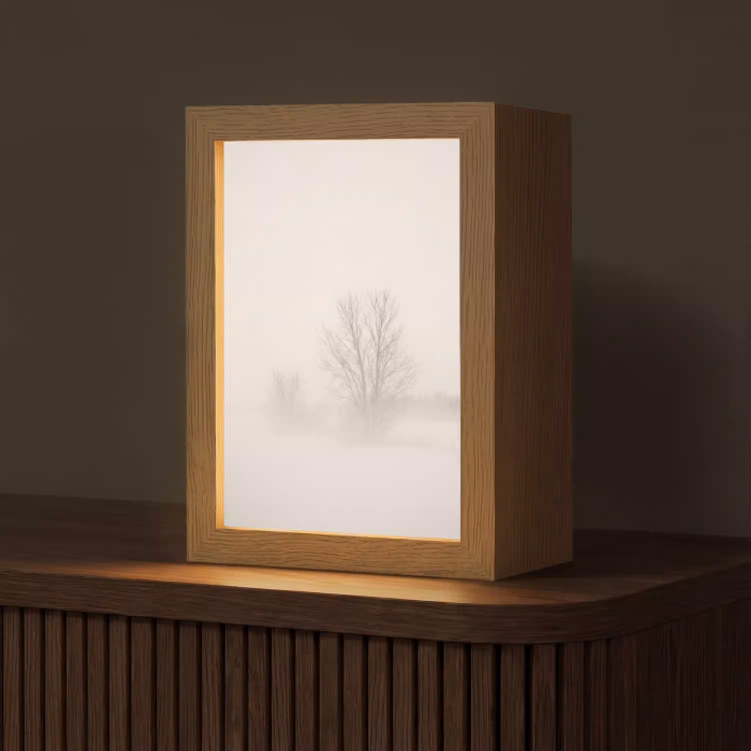 Boom - Mist - Sneeuw - Winter - Minimalistisch Light Box met kabel (Tafellamp) klein -z3d_website