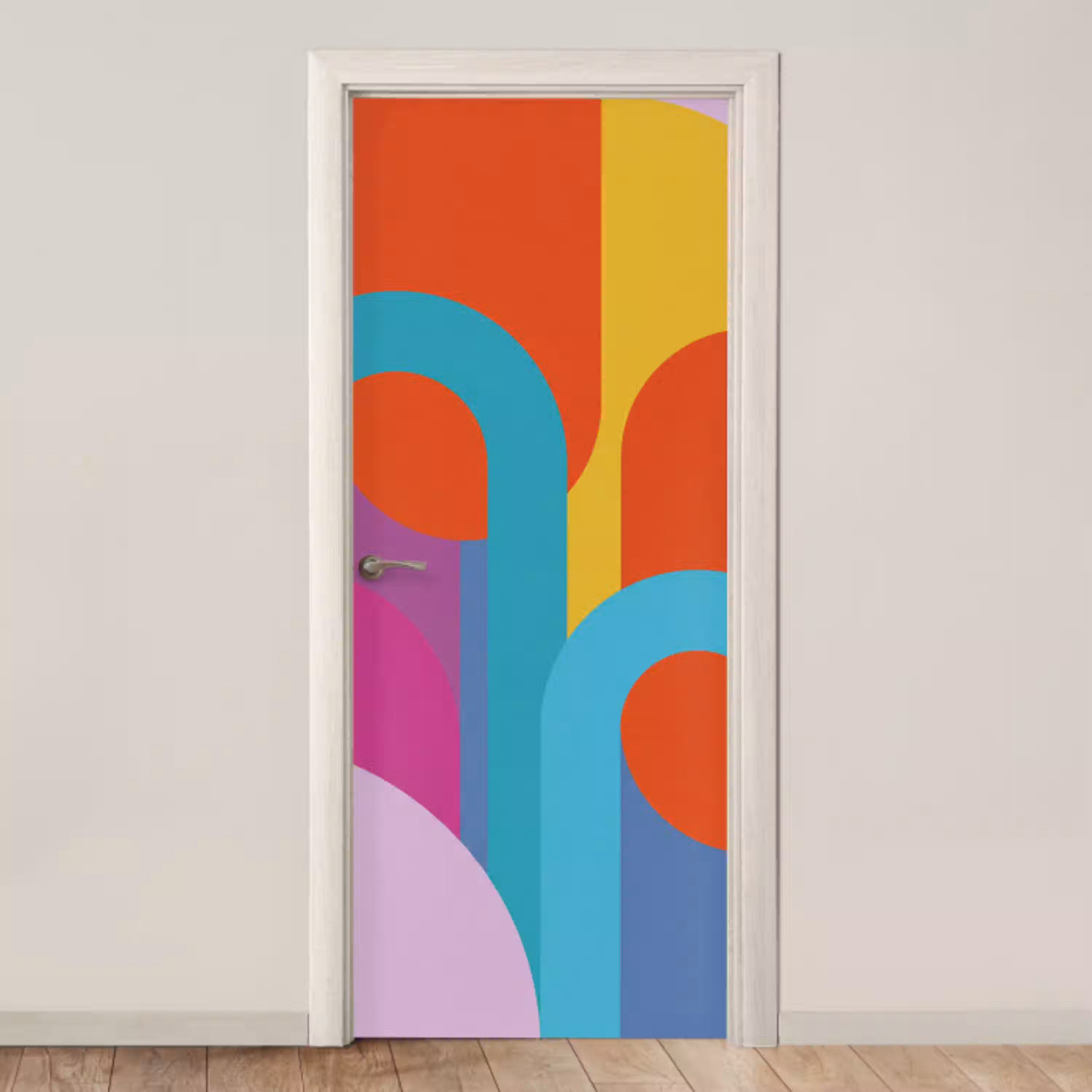 Abstract - Geometrie - Kleurrijk - Modern - Kunst deurposter klein -3d_beige