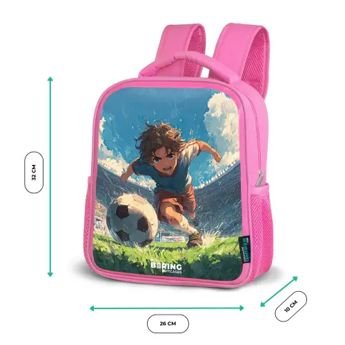 Stadion - Voetbal - Jongen Kinderrugzak - Roze middel -productfoto_formaten