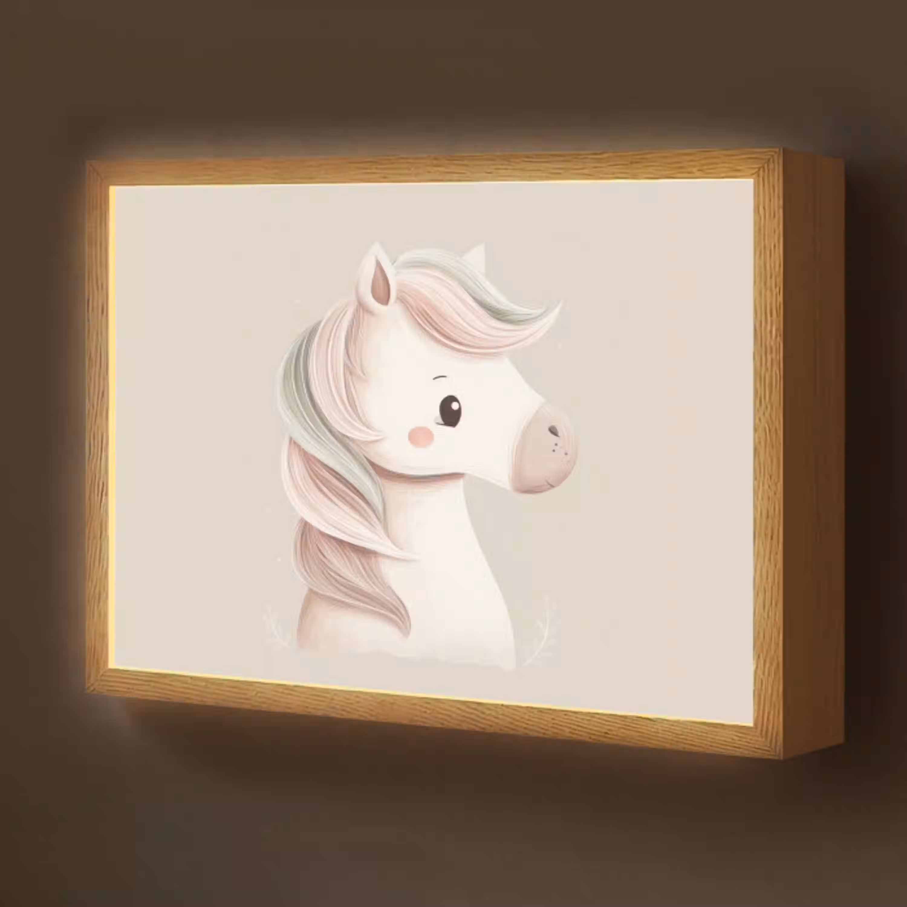 Pony - Minimalistisch - Pastel Light Box met batterij (Wandlamp kind) middel -z3d_website