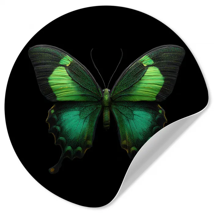 Vlinder - Groen - Opvallend Wandcirkel behangsticker klein -3d
