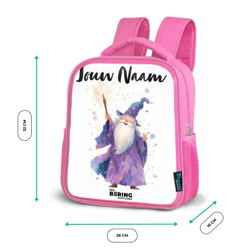 Oude tovenaar met staf Kinderrugzak - Roze middel -productfoto_formaten