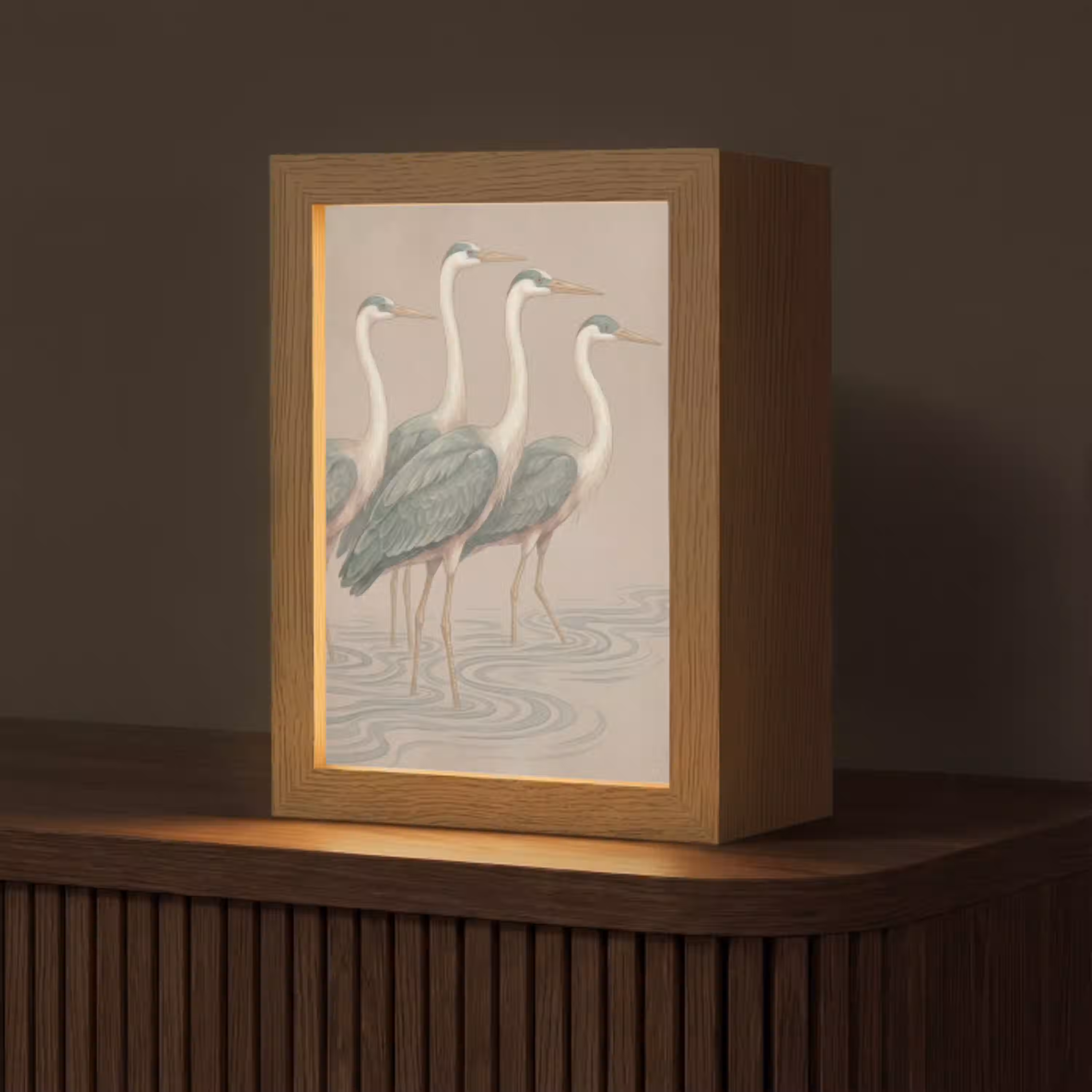 Vogel - Water - Natuur - Vintage Light Box met kabel (Tafellamp) klein -z3d_website