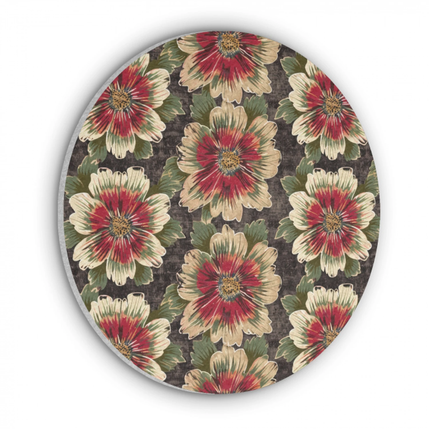 Bloemen - Klassiek - Patroon - Rood Akoestische PET Vilt - Rond klein 838 -3d
