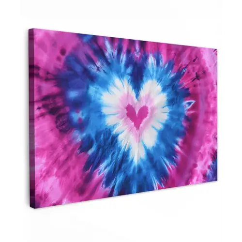 Hartvormig - Tie dye - Paars canvas 2cm klein -z3d