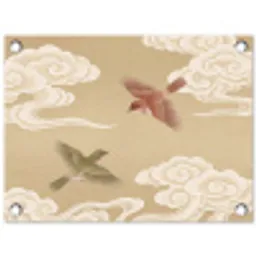 Vogels - Vliegen - Beige tuinposter los doek klein -3d