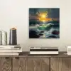 Zee - Zon - Golven - Rotsen aluminium wit klein -sfeer1